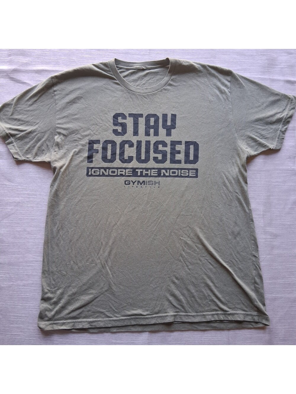 Gymish Lifestyle Men's Gray Stay Focused Graphic T-Shirt Size Large